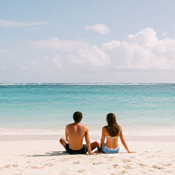 Caribbean Holidays, June Adults Only, A couple relaxing on a quiet white-sand beach in Providenciales, Turks and Caicos, with turquoise sea and soft June sunshine