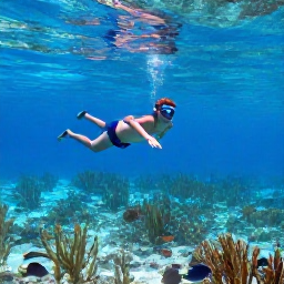 Caribbean Holidays, June Adventure Holidays, Visitors snorkelling above a clear coral reef near St John, with colourful fish, sea grass and a sandy Caribbean seabed