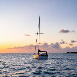 Caribbean Holidays, June Adventures, A small sailing boat cruising across calm blue sea at sunset near the islands of Turks and Caicos