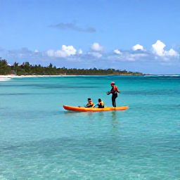 Caribbean Holidays, June Adventures, Sea kayaks and snorkellers exploring clear turquoise water near the coast of Saint Kitts