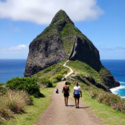 Caribbean Holidays, June Adventures, Travellers hiking a green coastal trail towards a viewpoint over Antigua's rugged cliffs and blue sea