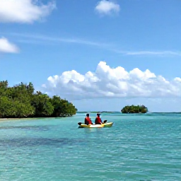 Caribbean Holidays, June Adventures, Travellers kayaking through calm turquoise water beside mangroves and small islands in Turks and Caicos