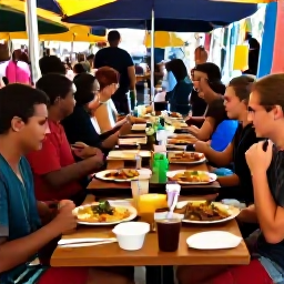 Caribbean Holidays, June Backpacking, A friendly evening food market in Port of Spain, with doubles, roti, grilled food and backpackers sharing a table