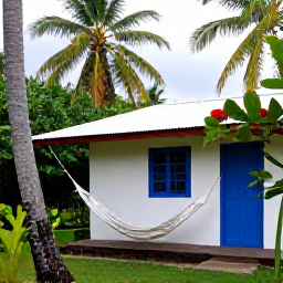 Caribbean Holidays, June Backpacking, A small backpacker guesthouse near a palm-fringed beach in Tobago, with hammocks and tropical greenery