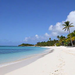 Caribbean Holidays, June Beach Holidays, A bright Caribbean beach in the British Virgin Islands in June, with calm turquoise water, white sand and a few palm trees