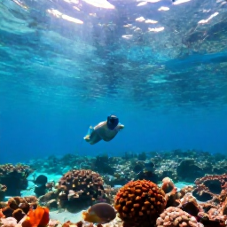Caribbean Holidays, June Beach Holidays, A snorkeller viewing colourful reef fish in clear shallow water off the coast of Saint Kitts, with sunlight filtering through the Caribbean sea