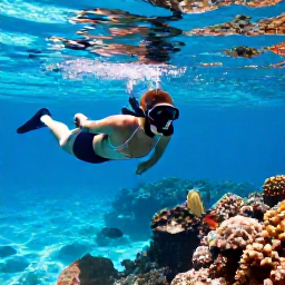 Caribbean Holidays, June Beach Holidays, Traveller snorkelling in clear Caribbean water near Tobago, colourful reef fish, coral and bright sunlight