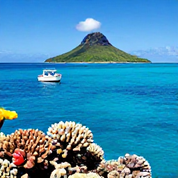 Caribbean Holidays, June Caribbean Holidays, A Caribbean snorkelling excursion in clear blue water with colourful coral, tropical fish and a small boat beside a green island