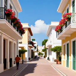 Caribbean Holidays, June City Breaks, Historic European city street in June with flowering window boxes, bright sunshine and people exploring on foot