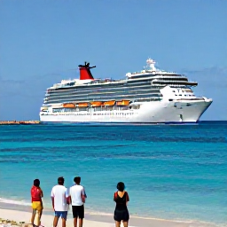 Caribbean Holidays, June Cruises, A Caribbean cruise ship departing a colourful island harbour as passengers look towards the shore