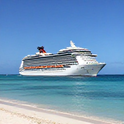 Caribbean Holidays, June Cruises, A modern cruise ship approaching Grand Turk in bright June sunshine, turquoise Caribbean water and a quiet sandy shoreline