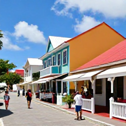 Caribbean Holidays, June Cruises, Visitors exploring the colourful historic streets and waterfront shops of Charlotte Amalie, St Thomas, under clear June sunshine