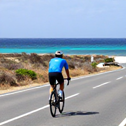 Caribbean Holidays, June Cycling Holidays, Cyclist riding along a sunny coastal road in Cura&ccedil;ao with turquoise sea and dry tropical landscape