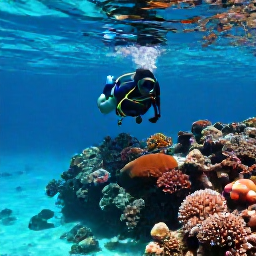 Caribbean Holidays, June Diving Bahamas, Scuba diver exploring a colourful coral reef in clear turquoise Bahamian water during June