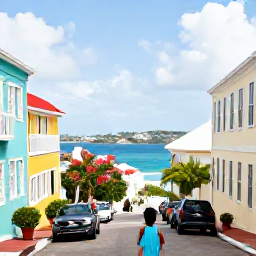 Caribbean Holidays, June Family Holidays, Family exploring historic Charlotte Amalie streets with colourful buildings and harbour views on St Thomas