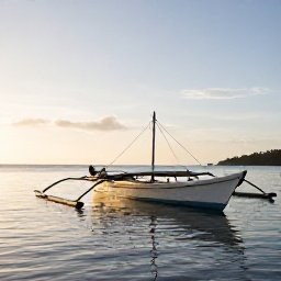 Caribbean Holidays, June Fishing, Traditional fishing boats on calm Caribbean waters near Trinidad and Tobago at sunrise