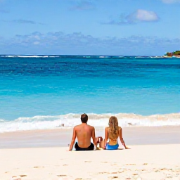 Caribbean Holidays, June Getaways, Couple relaxing on a peaceful Caribbean beach in Saint Martin, June sunshine, gentle waves and soft white sand