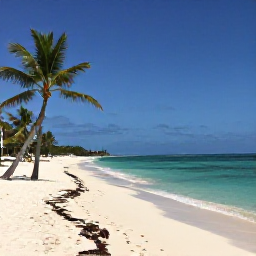 Caribbean Holidays, June Golf Holidays, Relaxed beach scene on Seven Mile Beach, Grand Cayman, with turquoise water, white sand and a few palm trees