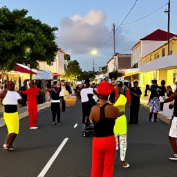 Caribbean Holidays, June Holidays, Colourful Caribbean street festival in Philipsburg, Sint Maarten, with local musicians, dancers and visitors enjoying a warm June evening