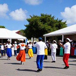 Caribbean Holidays, June Holidays, Colourful traditional festival in Road Town, Tortola, with local musicians, dancers and visitors enjoying a sunny June afternoon