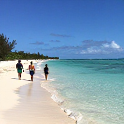 Caribbean Holidays, June in Turks and Caicos, Travellers exploring a sunny Turks and Caicos beach and shallow clear water during a June cultural holiday
