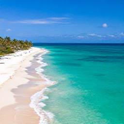 Caribbean Holidays, June Instagram Hotspots, Aerial photograph of Grace Bay Beach in June, with clear turquoise water, white sand, gentle waves and a few palm trees under a bright blue sky
