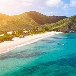 Caribbean Holidays, June Instagram Hotspots, Aerial view of Antigua's turquoise coastline, bright sandy beaches and green hills in warm June sunshine