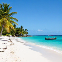 Caribbean Holidays, June Instagram Hotspots, Bright turquoise water and white sand at Princess Margaret Beach on Bequia, with palm trees and a small boat offshore