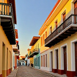 Caribbean Holidays, June Instagram Hotspots, Colourful colonial street in Santo Domingo&rsquo;s Zona Colonial, with historic Spanish buildings, balconies and warm afternoon light