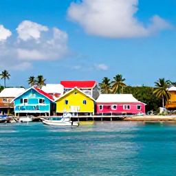 Caribbean Holidays, June Instagram Hotspots, Colourful waterfront buildings, small fishing boats and palm trees around Kingstown harbour in Saint Vincent and the Grenadines