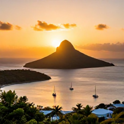 Caribbean Holidays, June Instagram Hotspots, Golden sunset over Shirley Heights in Antigua, with English Harbour and sailing boats below