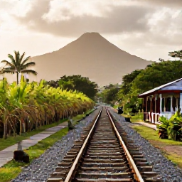 Caribbean Holidays, June Instagram Hotspots, Historic stone railway and lush tropical sugar estate landscape on Saint Kitts in soft afternoon light