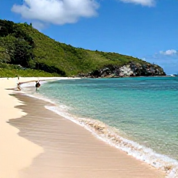 Caribbean Holidays, June Instagram Hotspots, Trunk Bay on St John in June, with clear shallow water, white sand, green hills and a snorkeller near the reef