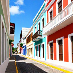 Caribbean Holidays, June Instagram Spots, Colourful colonial buildings and cobbled streets in bright Old San Juan, Puerto Rico, photographed in warm June sunshine