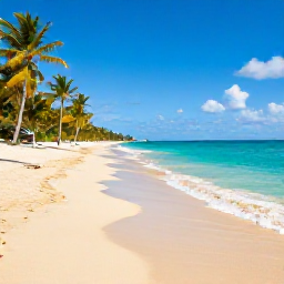 Caribbean Holidays, June Instagram Spots, Palm-fringed golden beach and clear turquoise water at Flamenco Beach on Culebra, Puerto Rico, in June