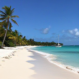Caribbean Holidays, June Island Hopping, White-sand beach on St Thomas with turquoise water, palm trees and a small sailboat offshore