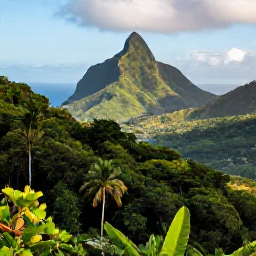 Caribbean Holidays, June Nature Holidays, A lush tropical landscape on Saint Vincent with green mountains, rainforest and a glimpse of the Caribbean Sea in soft June sunshine