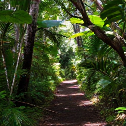 Caribbean Holidays, June Nature Holidays, A shaded tropical hiking trail through lush forest in Virgin Islands National Park on St John, with sunlight filtering through the trees