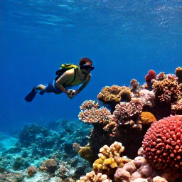Caribbean Holidays, June Nature Holidays, A snorkeller exploring a colourful coral reef in calm, clear water near St John in the United States Virgin Islands