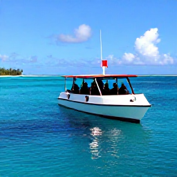 Caribbean Holidays, June Scuba Diving, A friendly Caribbean dive boat carrying a small group of divers towards a sunny island coastline