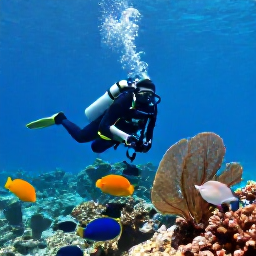 Caribbean Holidays, June Scuba Diving, Divers exploring a coral reef with angelfish, parrotfish and sea fans in the Dominican Republic