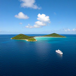 Caribbean Holidays, June Scuba Diving, Scuba boat travelling past green Caribbean islands towards a dive site near St Thomas