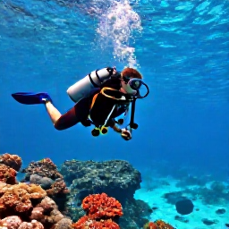 Caribbean Holidays, June Scuba Diving, Scuba diver exploring a colourful Caribbean reef in clear turquoise water around Saint Martin and Sint Maarten