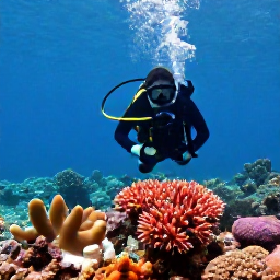 Caribbean Holidays, June Scuba Diving, Scuba diver exploring a colourful coral reef in clear Caribbean water off Saint Lucia during June