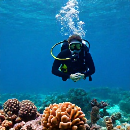 Caribbean Holidays, June Scuba Diving, Scuba diver exploring a colourful coral reef in clear turquoise water around Saint Vincent and the Grenadines