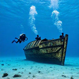 Caribbean Holidays, June Scuba Diving, Scuba divers visiting a historic shipwreck on a sandy seabed near Norman Island in the British Virgin Islands