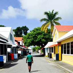 Caribbean Holidays, June Solo Holidays, A solo visitor walking through colourful Basseterre streets in Saint Kitts, with historic buildings, local shops and tropical greenery