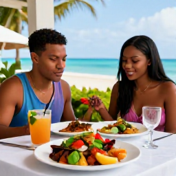 Caribbean Holidays, June Solo Holidays, Friendly Caribbean restaurant in Saint Kitts serving fresh seafood and colourful local dishes to a solo diner at an outdoor table