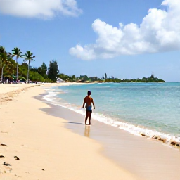 Caribbean Holidays, June Solo Holidays, Solo traveller enjoying a quiet golden beach on Saint Kitts, with calm turquoise water, palm trees and Nevis visible across the channel