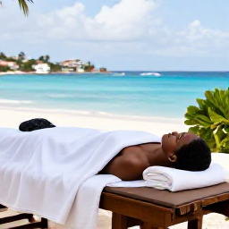 Caribbean Holidays, June Spa Breaks, Relaxing beachfront spa treatment in Saint Martin during June, with a tranquil Caribbean sea view
